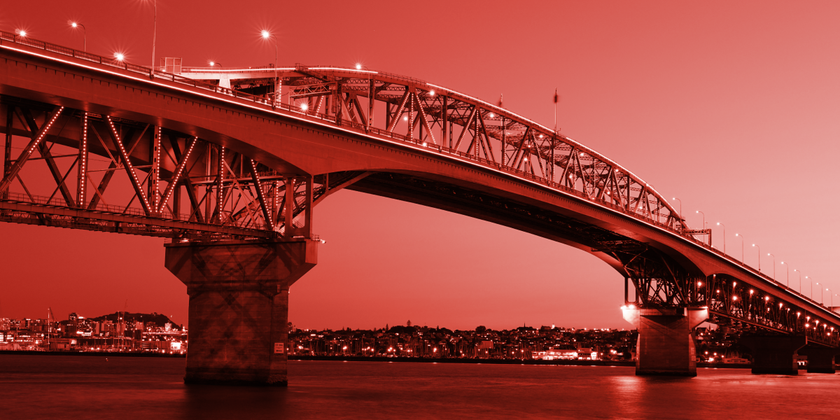 Auckland Harbour Bridge Red tone overlay 