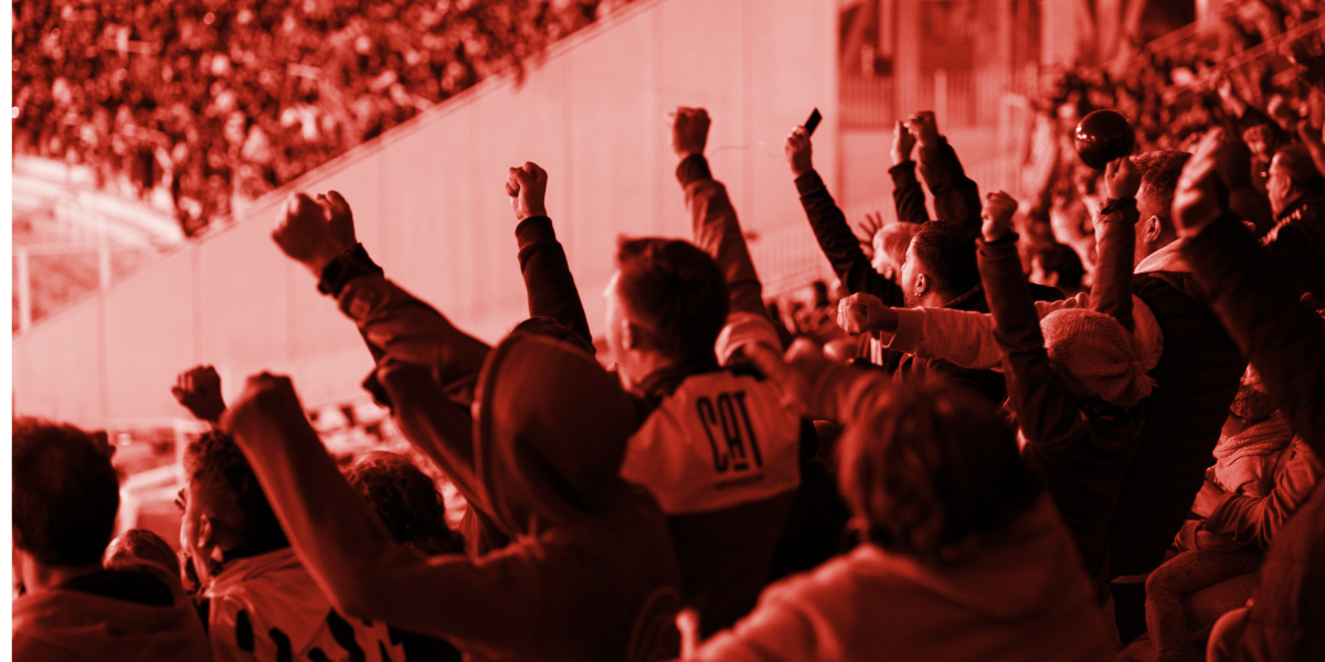 Football fans cheering